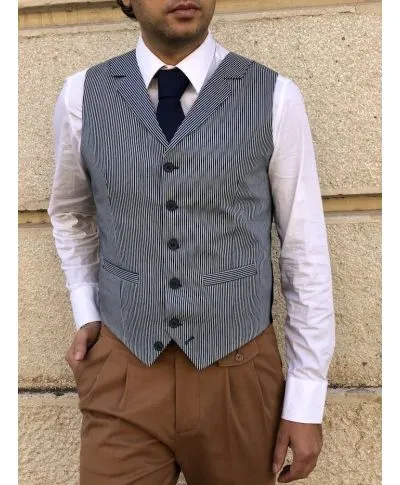Gilet - Panciotto, righe blu