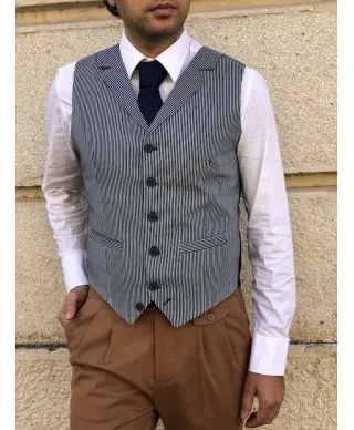 Gilet - Panciotto, righe blu