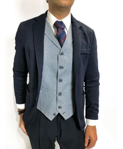Gilet - Panciotto, righe blu