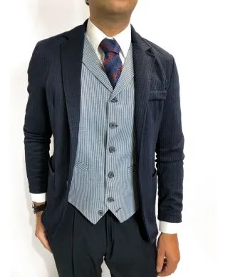 Gilet - Panciotto, righe blu