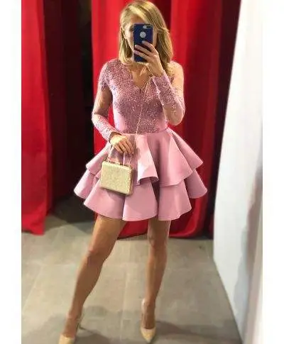 Vestito corto elegante , rosa