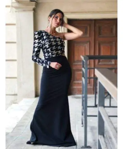 Vestito elegante - Nero - Monospalla - A sirena