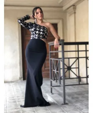 Vestito elegante - Nero - Monospalla - A sirena