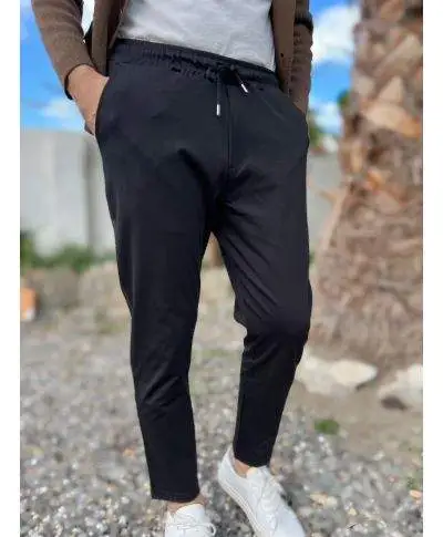 Jogger uomo nero, Paul Miranda in tessuto tecnico made in Italy