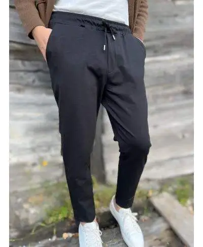 Jogger uomo nero, Paul Miranda in tessuto tecnico made in Italy