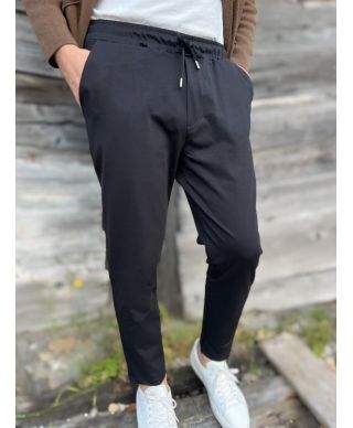 Jogger uomo nero, Paul Miranda in tessuto tecnico made in Italy