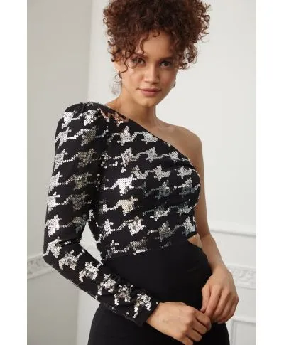 Vestito elegante - Nero - Monospalla - A sirena