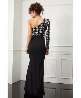 Vestito elegante - Nero - Monospalla - A sirena