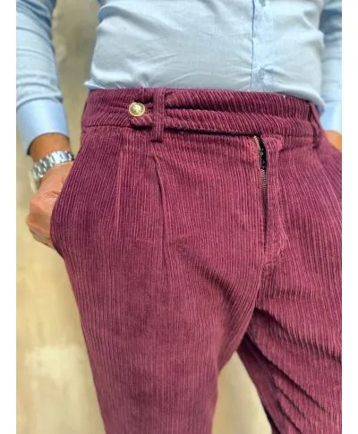 Pantaloni velluto con pinces - Made in Italy