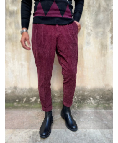 Pantaloni velluto con pinces  - Made in Italy