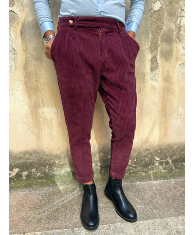 Pantaloni velluto con pinces  - Made in Italy