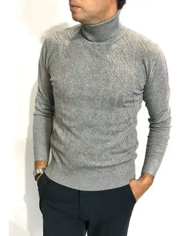 Dolcevita uomo, grigio - Elasticizzato Con trecce