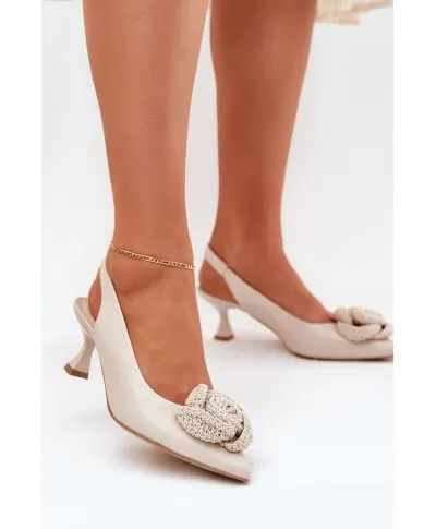 Sandali panna con tacco a spillo Vera pelle 209047 Step in style