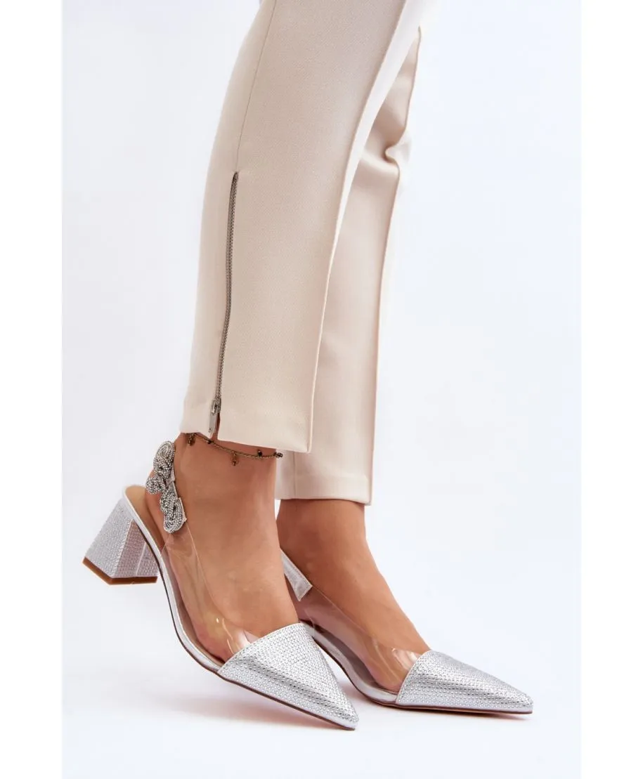 Sandali argento con tacco largo model 191354 Step in style