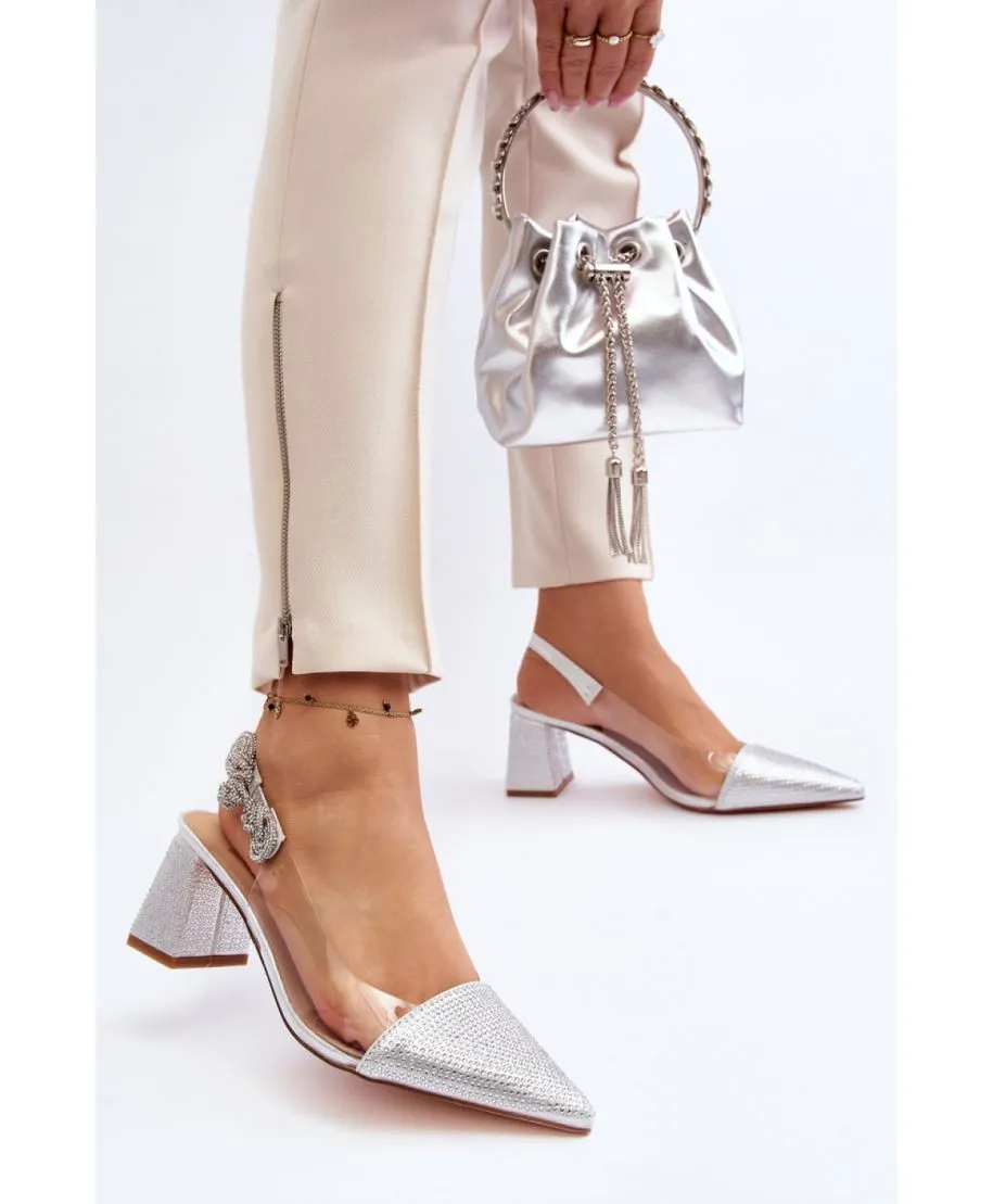 Sandali argento con tacco largo model 191354 Step in style