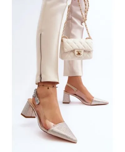 Sandali oro con tacco largo model 191356 Step in style