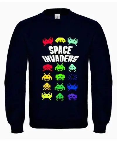 Felpa nera, space invaders - Felpe