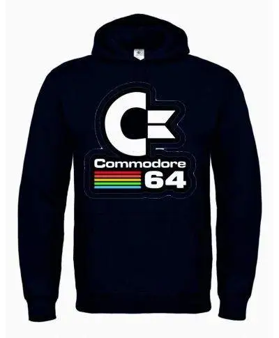 Felpa con cappuccio nera, commodore 64