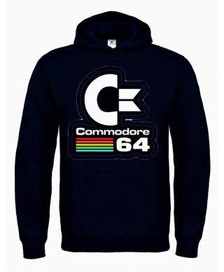 Felpa con cappuccio nera, commodore 64
