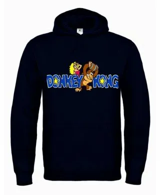Felpa con cappuccio nera, donkey kong