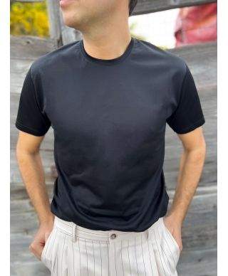 T-shirt filo di Scozia nera – Paul Miranda