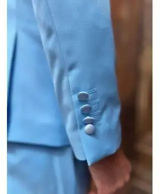 Abito uomo azzurro da cerimonia slim fit con rever in raso - gogolfun.it
