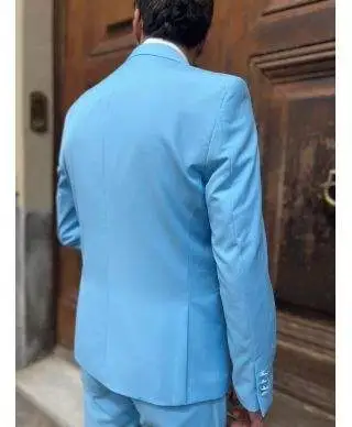 Abito uomo azzurro smoking cerimonia slim fit - Azzurro napoli