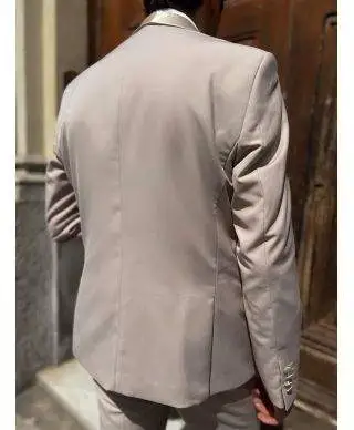 Smoking uomo da cerimonia oro slim fit con rever in raso