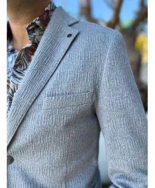 Giacca uomo grigia cotone stretch con micro righe - Giacche uomo eleganti, sportive, giovanili gogolfun.it