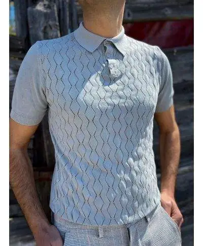 Polo uomo in maglia grigio perla - Paul miranda