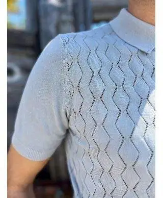Polo uomo in maglia grigio perla - Abbigliamento uomo online - Gogolfun.it