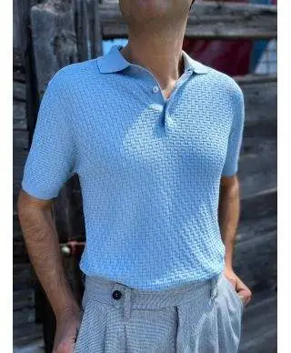 Polo uomo azzurra in maglia - Polo, magliette, camicie uomo online - Gogolfun.it