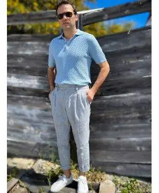 Polo uomo azzurra in maglia