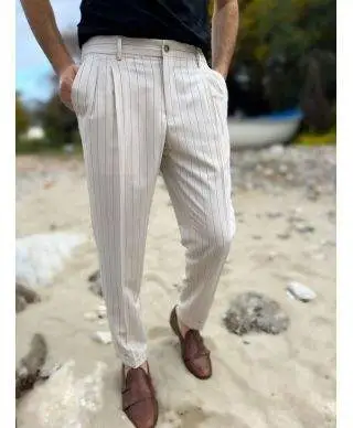 Pantaloni uomo panna a righe - Paul Miranda - Pantaloni uomo online - Gogolfun.it