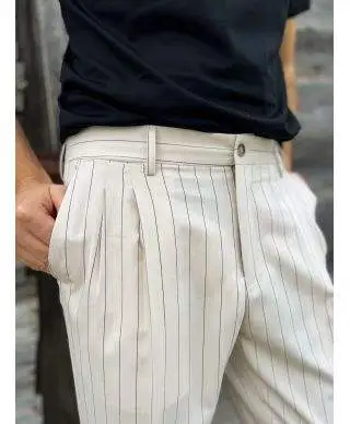 Pantaloni uomo panna a righe - Paul Miranda - Pantaloni uomo online - Gogolfun.it