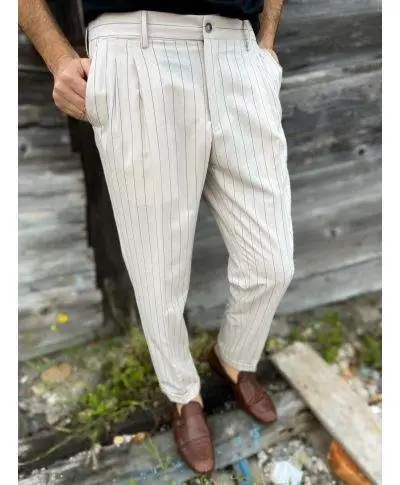 Pantaloni uomo panna a righe - Paul Miranda - Pantaloni uomo online - Gogolfun.it