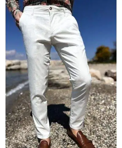 Pantaloni uomo bianchi con tasche america - Abbigliamento uomo online - Gogolfun.it