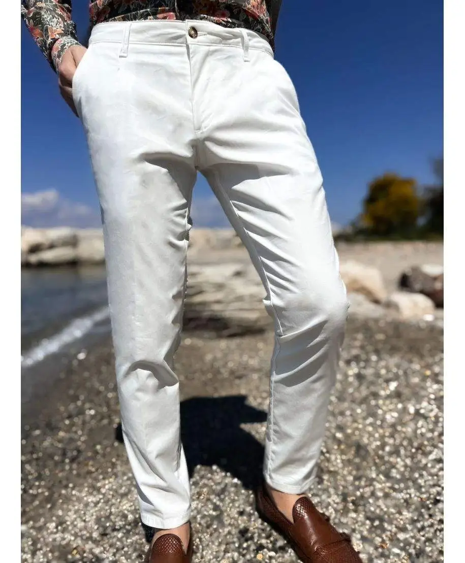 Pantaloni uomo bianchi con tasche america - Abbigliamento uomo online - Gogolfun.it