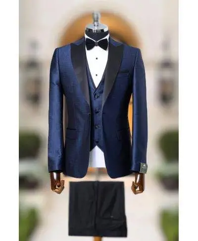 Smoking uomo con gilet, blu - Verne - Smoking uomo da sposo, matrimonio, diciottesimo compleanno - Gogolfun.it