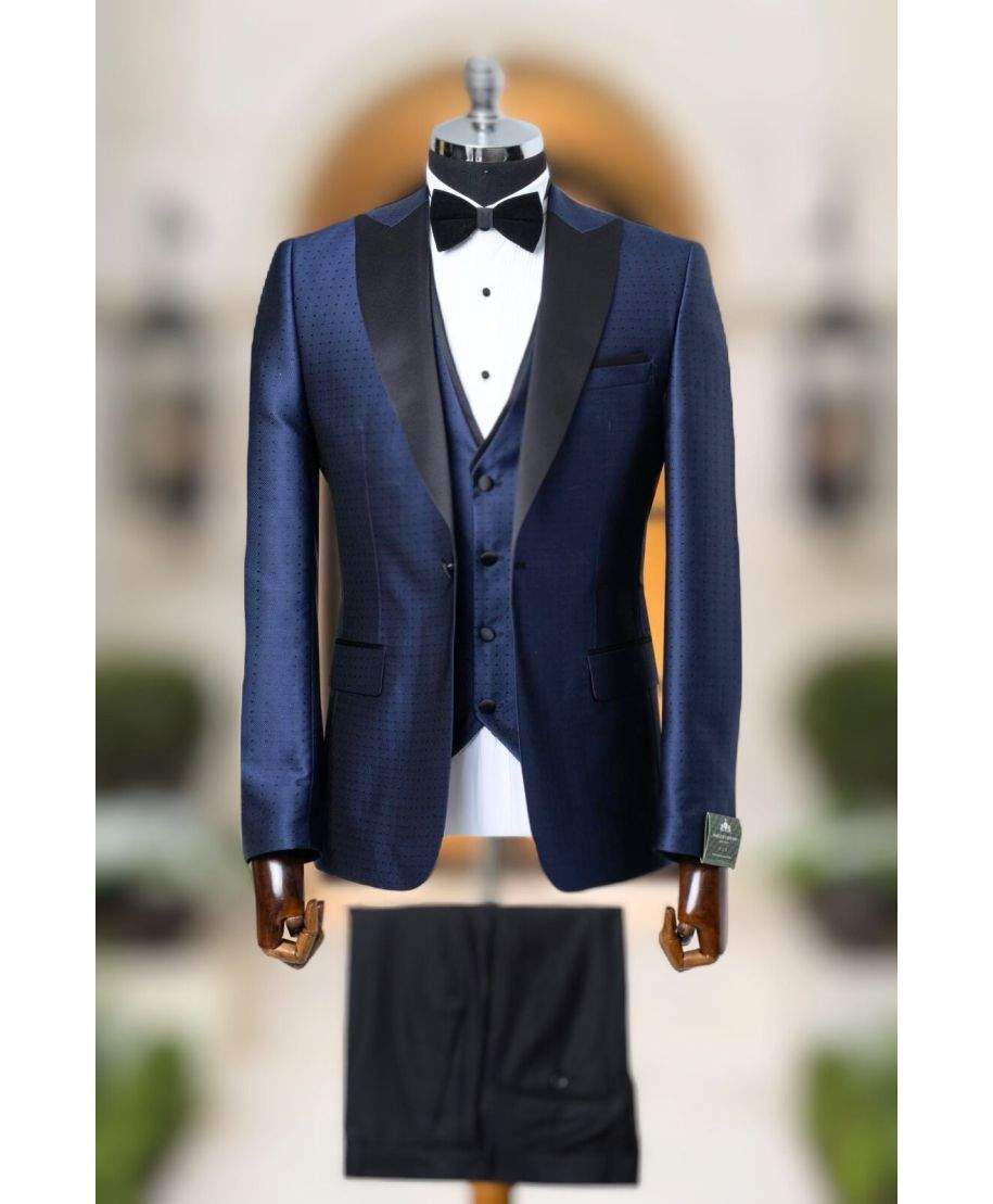 Smoking uomo con gilet, blu - Verne - Smoking uomo da sposo, matrimonio, diciottesimo compleanno - Gogolfun.it