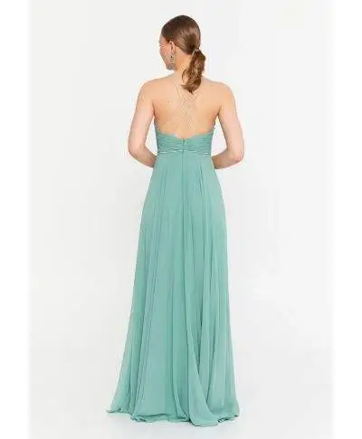 Abito elegante da cerimonia verde tiffany - Granada - Abiti da cerimonia online - Gogolfun.it
