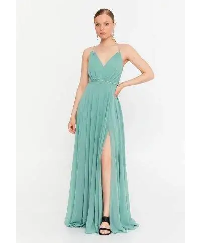 Abito elegante da cerimonia verde tiffany - Granada - Abiti da cerimonia online - Gogolfun.it