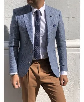 Giacca uomo, elegante - Micro fantasia blu