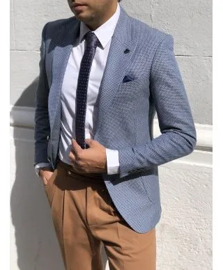Giacca uomo, elegante - Micro fantasia blu