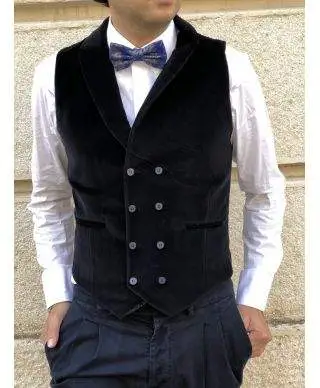 Panciotto uomo , nero - In velluto a coste - Slim fit