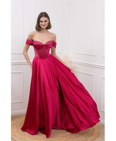 Vestito da cerimonia particolare fuxia,con bustier - Liandra - Abiti da cerimonia donna online - Gigolfun.it