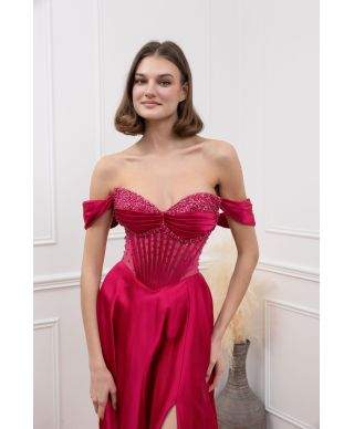 Vestito da cerimonia particolare fuxia,con bustier - Liandra