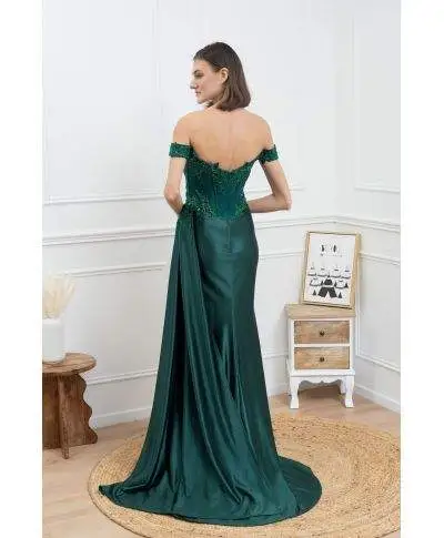 Abito a sirena verde con corpetto decorato - Bunny - Abiti a sirena online - Gogolfun.it