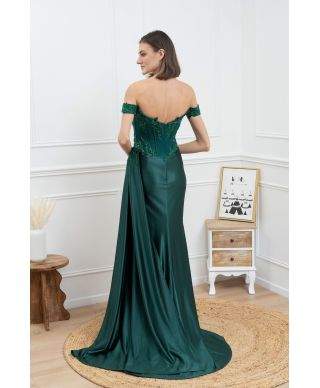 Abito a sirena verde con corpetto decorato - Bunny - Abiti a sirena online - Gogolfun.it
