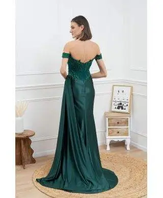 Abito a sirena verde con corpetto decorato - Bunny - Abiti a sirena online - Gogolfun.it